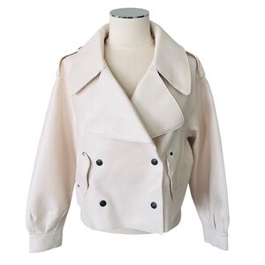 WE THE FREE by Free People Cream Moto Jacket Vegan Leather Alexis Sz XS